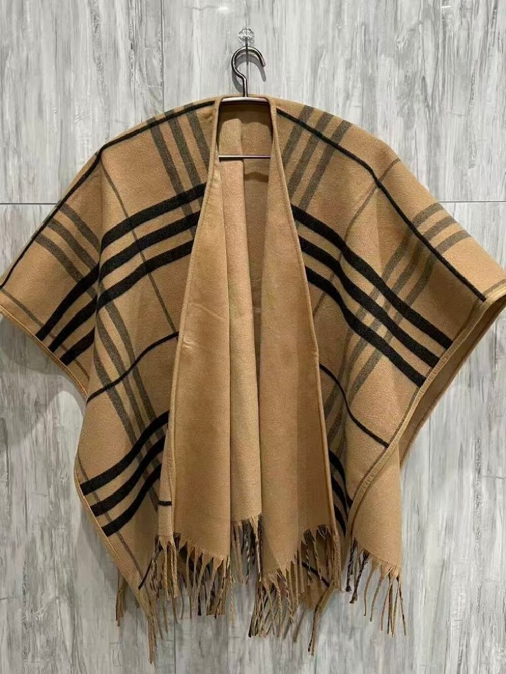Burberry Wool Fringe Reversible Cape